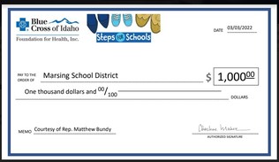 Blue Cross Steps for Schools donation for Marsing School District